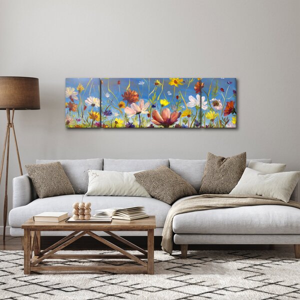 Malovaný obraz rozkvetlé louky (170x50 cm)