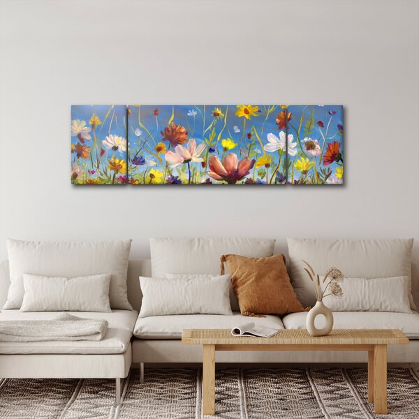 Malovaný obraz rozkvetlé louky (170x50 cm)
