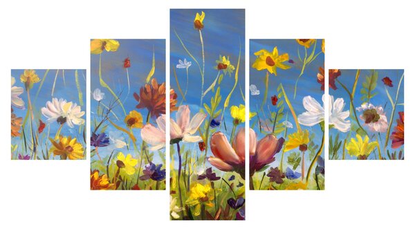 Malovaný obraz rozkvetlé louky (125x70 cm)