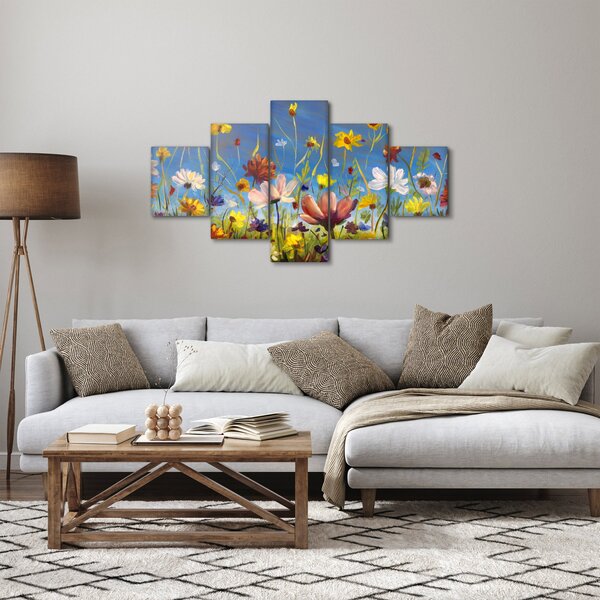 Malovaný obraz rozkvetlé louky (125x70 cm)