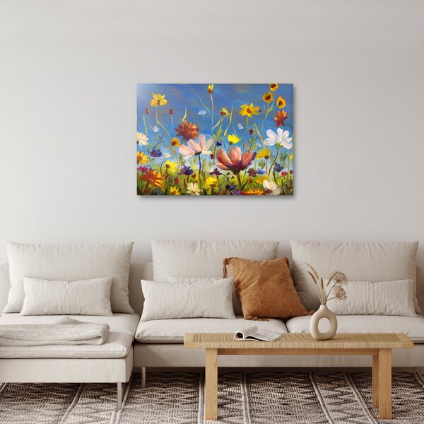 Malovaný obraz rozkvetlé louky (70x50 cm)