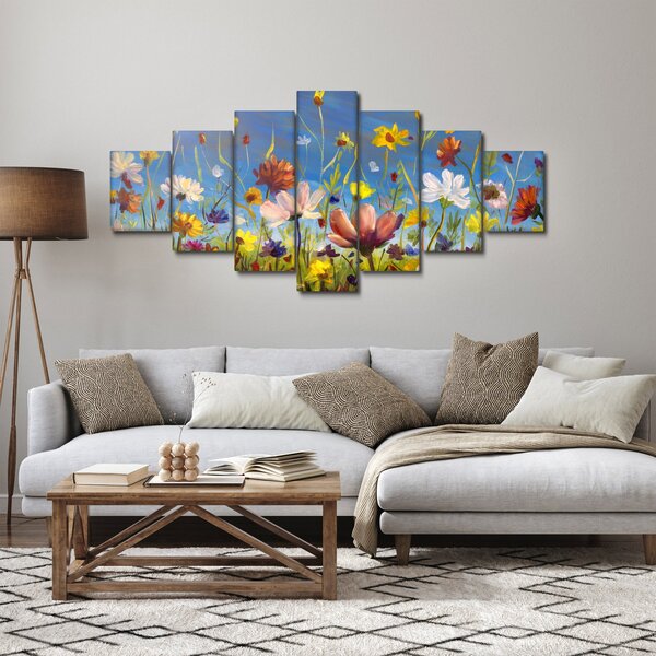 Malovaný obraz rozkvetlé louky (210x100 cm)