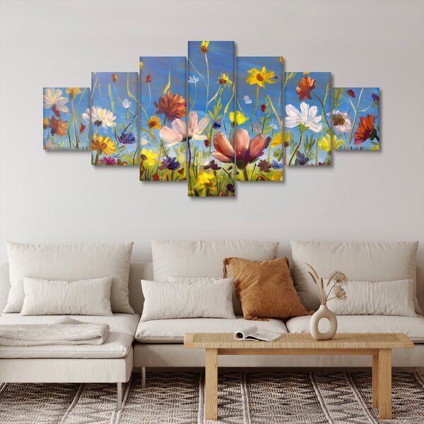 Malovaný obraz rozkvetlé louky (210x100 cm)