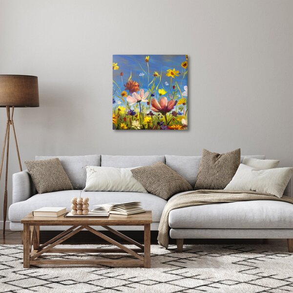 Malovaný obraz rozkvetlé louky (30x30 cm)