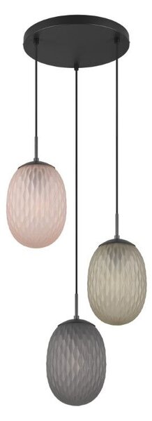 TRIO 364230317 FACETTE závěsné svítidlo D430mm 3xE27 černá matná, vícebarevná