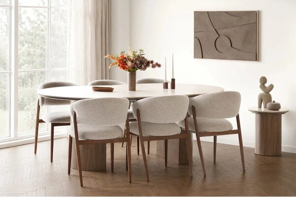 Nordic Living Rozkládací jídelní stůl Daphne 120/160/200 x 120 cm s travertinovým dekorem
