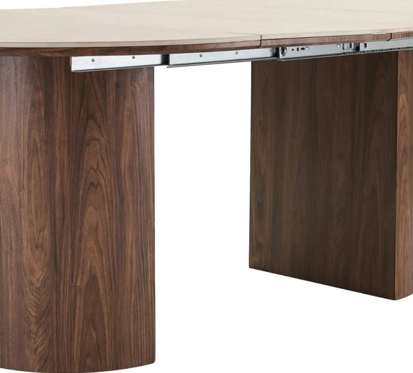 Nordic Living Rozkládací jídelní stůl Daphne 120/160/200 x 120 cm s travertinovým dekorem