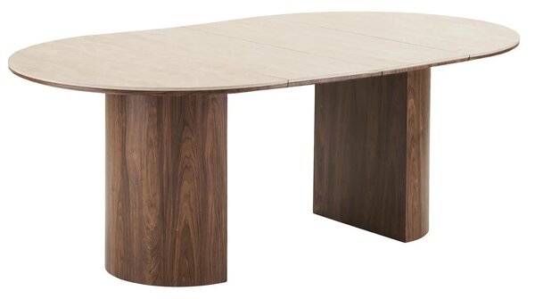 Nordic Living Rozkládací jídelní stůl Daphne 120/160/200 x 120 cm s travertinovým dekorem