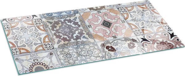 Sklenný podlahový panel 125x50 cm - Krbový panel ze skla - Krbový panel ze skla - Ochranné sklo - Ochranný panel proti jiskrám - Sklenný podlahový panel proti ohni - Tepelná ochrana - Ochrana podlahy ze skla - Mozaikový vzor v dladicích