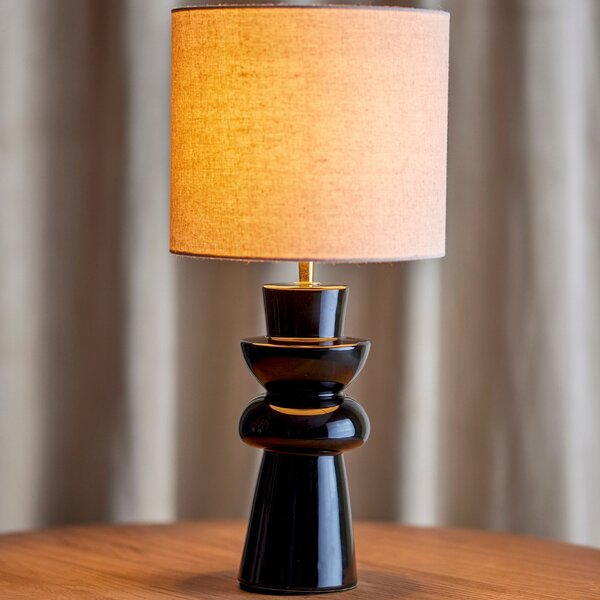 Bloomingville Černá kameninová stolní lampa Lio