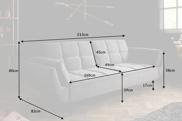 Pohovka BOUTIQUE 215 CM šedá rozkládací Nábytek | Obývací pokoj | Sedací soupravy a pohovky | Pohovky | Rozkládací