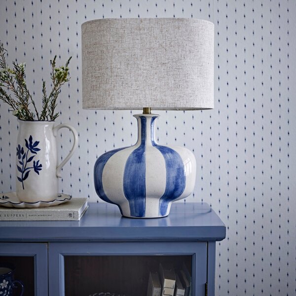 Bloomingville Modro-bílá kameninová stolní lampa Alida