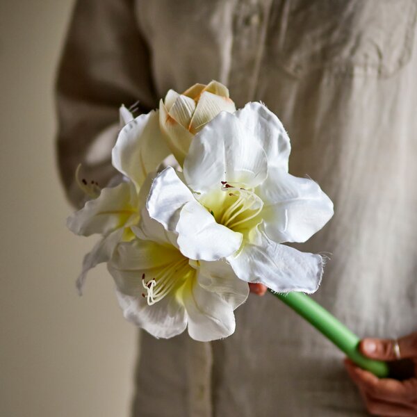Bloomingville Bílá umělá květina Amaryllis 74 cm