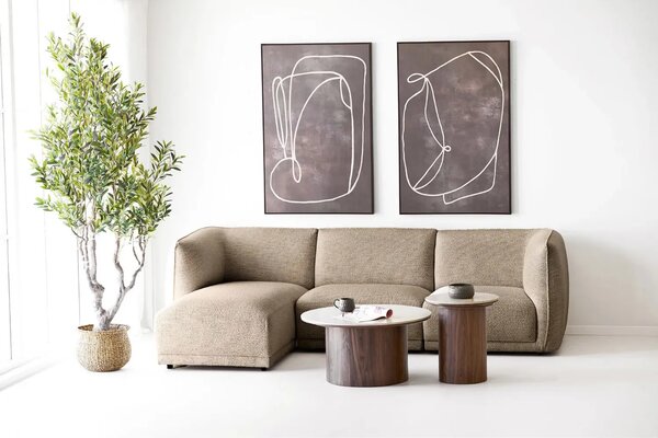 Nordic Living Konferenční stolek Daphne ⌀80 cm s travertinovým dekorem