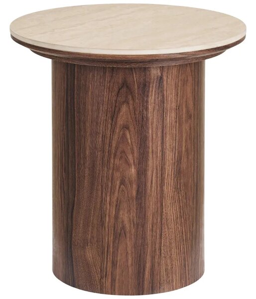 Nordic Living Odkládací stolek Daphne ⌀45 cm s travertinovým dekorem