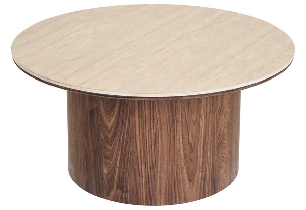 Nordic Living Konferenční stolek Daphne ⌀80 cm s travertinovým dekorem