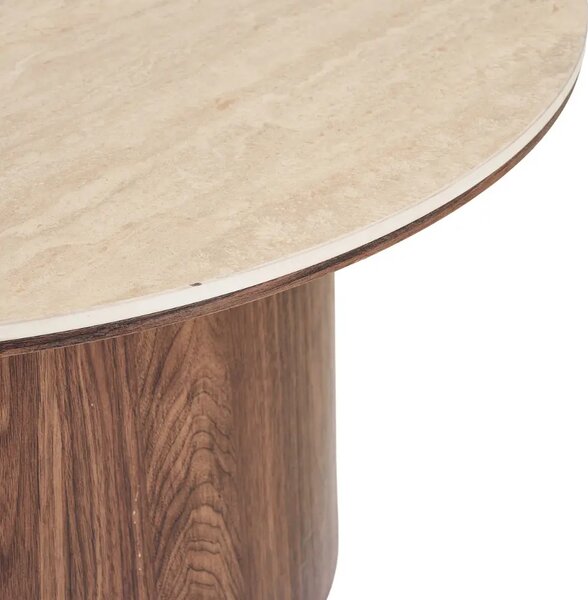 Nordic Living Konferenční stolek Daphne ⌀80 cm s travertinovým dekorem