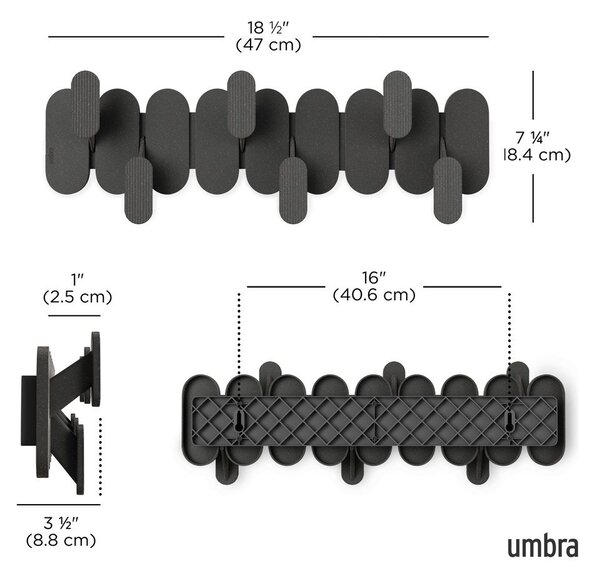 Matně černý ocelový nástěnný věšák 16 cm Tempo – Umbra