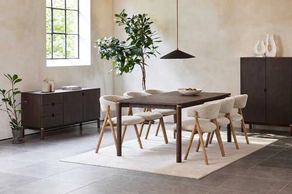 Unique Furniture Krémová bouclé jídelní židle Frances s dubovým dekorem