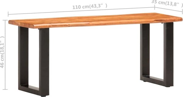 VidaXL Lavice s živou hranou masivní akáciové dřevo a ocel [286456] Velikost: 110 cm
