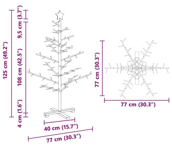 VidaXL Dřevěný vánoční strom 125 cm Masivní borovicové dřevo [42018060] Barva: Přírodní (bez povrchové úpravy)