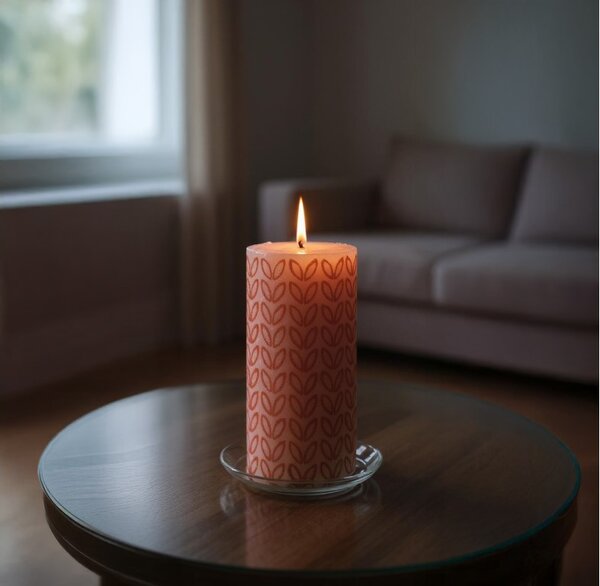 Bolsius svíčka válec Misty Pink Rustic Silhouette 68x130mm