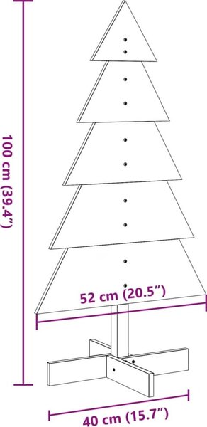 VidaXL Dřevěný vánoční stromeček na ozdoby masiv borovice [858186] Barva: Přírodní, Velikost: 180 cm