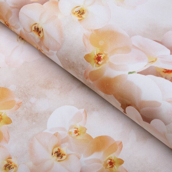 Biante Teflonový běhoun na stůl TF-045 Orchideje na béžovém 20x120 cm