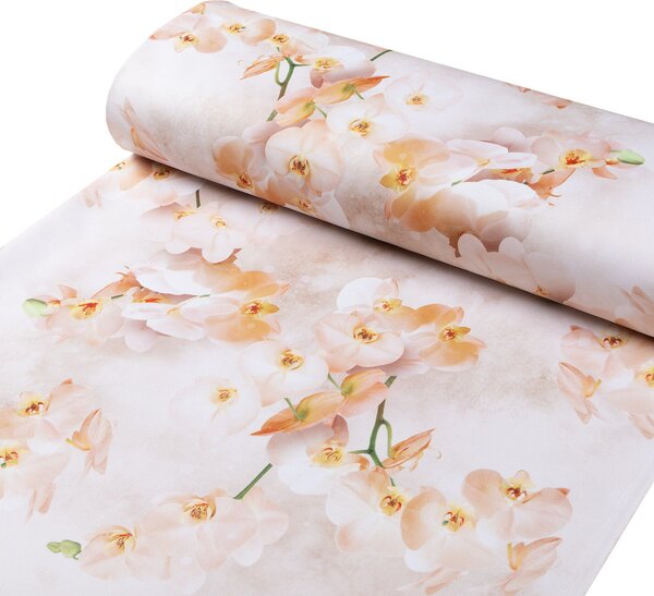 Biante Teflonový běhoun na stůl TF-045 Orchideje na béžovém 20x120 cm