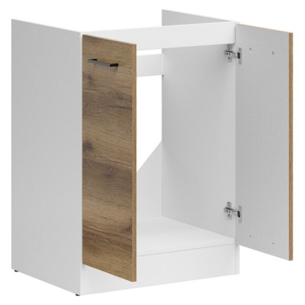 Kuchyňská skříňka Junona dřezová 60 cm, bílá/dub delano světlý