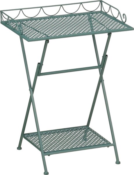 Mica Decorations Marseille balkonový stolek – police na kvtiny – 50 x 38 x 68 cm – odkládací stolek – povtrnostním vlivm odolné elezo – balkonový nábytek – zelený