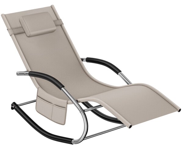 Tectake Zahradní lehátko Taya, ergonomické, houpací funkce - béžová,za kus