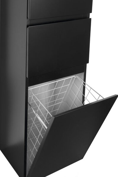 Aqualine Aqualine, ALTAIR vysoká skříňka s košem 40x184x31cm, černá mat, pravá, AI685R