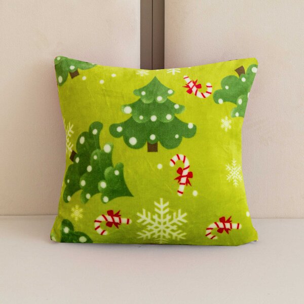 Mikroplyšový povlak na polštářek CHRISTMAS TREE 45x45 cm, zelený