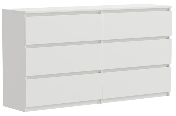 Komoda - 119x77x34 cm - bílá - 6 zásuvek - prostorná - stabilní - snadná montá