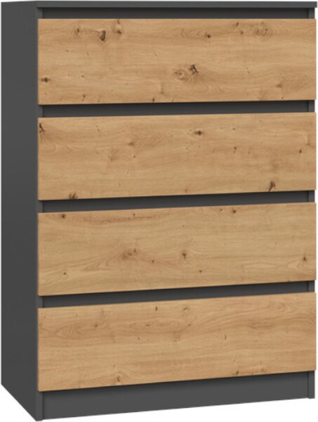 VBChome Komoda se 4 zásuvkami 70 x 40 x 97 cm Dub Artisan - antracit Bezúchytková komoda Víceúelová skí do pedsín Lonice Obývací pokoj Dtský pokoj Moderní dub Artisan - antracit