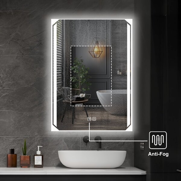 LED koupelnové zrcadlo 60 x 80 cm s odmlžováním