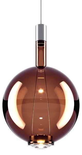 Lodes Designové závěsné LED svítidlo SKY-FALL ROUND LARGE, 12W, ø 34 cm, CRI90 Barva: Transparentní, Teplota světla: 2700K, Barva konstrukce: Černý chrom