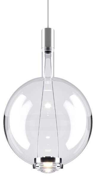 Lodes Designové závěsné LED svítidlo SKY-FALL ROUND LARGE, 12W, ø 34 cm, CRI90 Barva: Transparentní, Teplota světla: 2700K, Barva konstrukce: Černý chrom