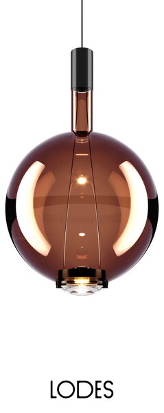Lodes Designové závěsné LED svítidlo SKY-FALL ROUND LARGE, 12W, ø 34 cm, CRI90 Barva: Transparentní, Teplota světla: 2700K, Barva konstrukce: Černý chrom