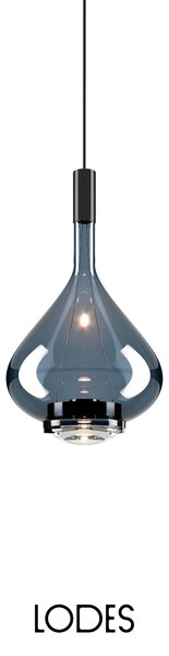 Lodes Designové závěsné LED svítidlo SKY-FALL MEDIUM, 12W, v. 38,2 cm, CRI90 Barva: Kouřová, Teplota světla: 2700K, Barva konstrukce: Chrom