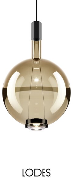 Lodes Designové závěsné LED svítidlo SKY-FALL ROUND LARGE, 12W, ø 34 cm, CRI90 Barva: Transparentní, Teplota světla: 2700K, Barva konstrukce: Černý chrom