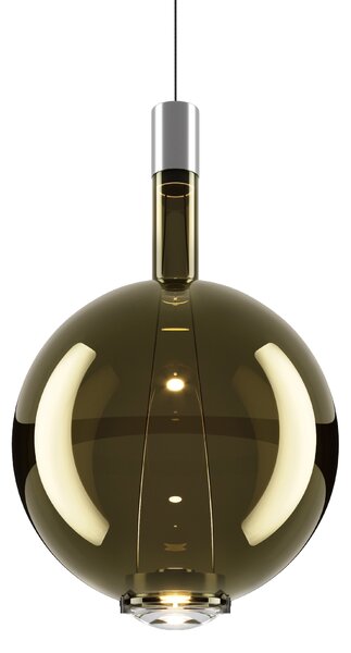 Lodes Designové závěsné LED svítidlo SKY-FALL ROUND LARGE, 12W, ø 34 cm, CRI90 Barva: Transparentní, Teplota světla: 2700K, Barva konstrukce: Černý chrom