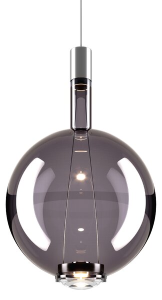 Lodes Designové závěsné LED svítidlo SKY-FALL ROUND LARGE, 12W, ø 34 cm, CRI90 Barva: Transparentní, Teplota světla: 2700K, Barva konstrukce: Černý chrom