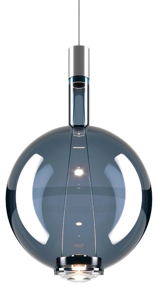 Lodes Designové závěsné LED svítidlo SKY-FALL ROUND LARGE, 12W, ø 34 cm, CRI90 Barva: Transparentní, Teplota světla: 2700K, Barva konstrukce: Černý chrom