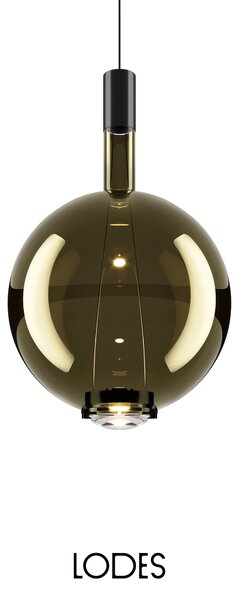 Lodes Designové závěsné LED svítidlo SKY-FALL ROUND LARGE, 12W, ø 34 cm, CRI90 Barva: Transparentní, Teplota světla: 2700K, Barva konstrukce: Černý chrom