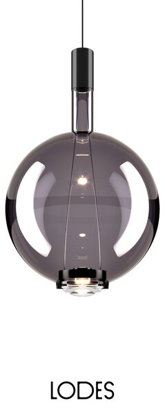 Lodes Designové závěsné LED svítidlo SKY-FALL ROUND LARGE, 12W, ø 34 cm, CRI90 Barva: Transparentní, Teplota světla: 2700K, Barva konstrukce: Černý chrom