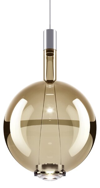Lodes Designové závěsné LED svítidlo SKY-FALL ROUND LARGE, 12W, ø 34 cm, CRI90 Barva: Transparentní, Teplota světla: 2700K, Barva konstrukce: Černý chrom