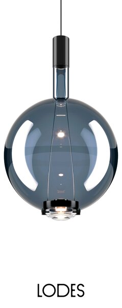 Lodes Designové závěsné LED svítidlo SKY-FALL ROUND LARGE, 12W, ø 34 cm, CRI90 Barva: Transparentní, Teplota světla: 2700K, Barva konstrukce: Černý chrom