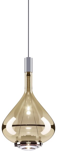 Lodes Designové závěsné LED svítidlo SKY-FALL MEDIUM, 12W, v. 38,2 cm, CRI90 Barva: Kouřová, Teplota světla: 2700K, Barva konstrukce: Chrom